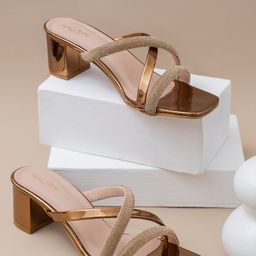 Shezone Women Copper-Toned Block Sandals-picture-18