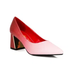 London Rag Textured Pointed Toe Block Heel Pumps-image-81