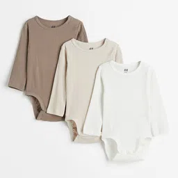 H&M Kids Girls Pack Of 3 Ribbed Bodysuits-picture-36