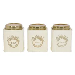 Living With Elan Dreamer Tea, Sugar and Coffee Stsinless steel 500 ml Set of 3 Canister-Ivory image 1