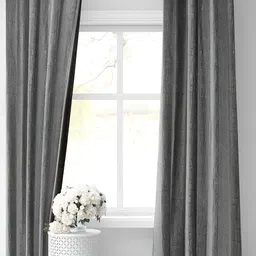RIDHAAN Grey & Silver-Toned 2 Pieces Floral Room Darkening Window Curtain-picture-14