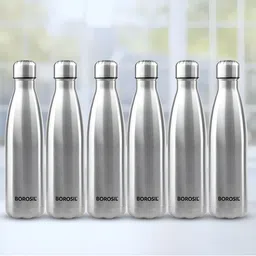 BOROSIL Silver-Toned 6 Pcs Stainless Steel Water Bottles 1 L-picture-11