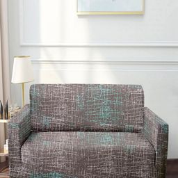 Cortina Brown & White Printed Stretchable 2-Seater Sofa Cover-picture-20