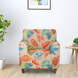 Aura Red & Blue Printed Stretchable One Seater Sofa Cover-picture-7