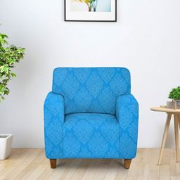Cortina Blue Printed One Seater Sofa Cover-picture-2
