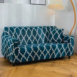 HOUSE OF QUIRK Green 4-Seater Stretchable Non-Slip Sofa Cover-picture-10