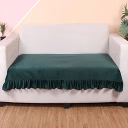 STITCHNEST Green Self Design 3 Seater Sofa Cover-picture-28