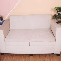 STITCHNEST Beige Self Design 2 Seater Sofa Cover-image-63