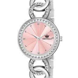 CRESTELLO Women Embellished Dial Bracelet Style Straps Analogue Watch CR-JWL139-PNK-picture-17