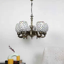 new era Magnum Multicolour Iron 5 Lights Chandelier image 2