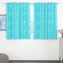 Story@home Turquoise Blue & White Set of 4 Black Out Jacquard Window Curtains-picture-18