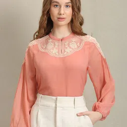 U.S. Polo Assn. Women Floral Embroidered Puff Sleeves Top-picture-16