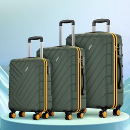 Safari Accent Set Of 3 Polycarbonate 8 wheel Hard Cabin Medium & Large Trolleys-picture-40