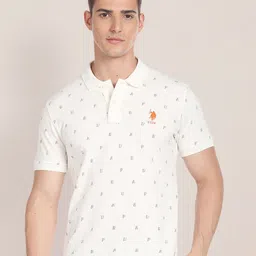 U.S. Polo Assn. Typography Printed Polo Collar Pure Cotton Casual T-Shirt image 1