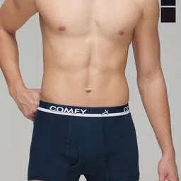 AMUL COMFY Pack Of 3 Printed Pure Cotton Trunks AC-MTROE-AF-BLK-CB-XS-3PC image 1