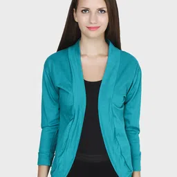TEEMOODS Women Sea Green Monochrome Shrug-image-60