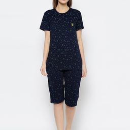 mack jonney VIMAL JONNEY Women Navy Blue Printed Night suit-picture-12