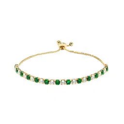 Moon Dust Women Gold-Toned & Green Brass Cubic Zirconia Gold-Plated Charm Bracelet image 1