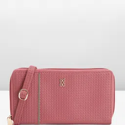 Baggit Women Geometric Textured PU Zip Around Wallet With Sling Strap-picture-18