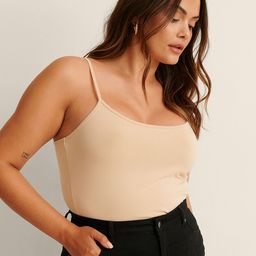 NA-KD Women Beige Solid Top with Shoulder Straps-picture-22