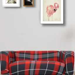 HOUSE OF QUIRK Red & Blue Printed 3-Seater Super-Stretchable Non-Slip Sofa Slipcovers-picture-33