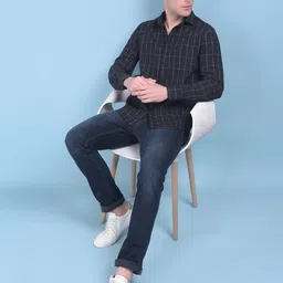 Crimsoune Club Classic Slim Fit Windowpane Checked Pure Cotton Casual Shirt-picture-28