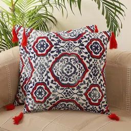 Jamio Firati Blue & White 2 Pieces Ethnic Motifs Printed Cotton Square Cushion Covers-picture-42
