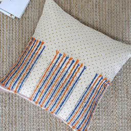 Art Avenue Lillian White & Blue Embroidered Cotton Square Cushion Cover-picture-28