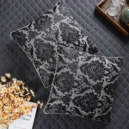 Aura Black & Grey Set of 5 Ethnic Motifs Square Cushion Covers-image-64