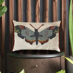 SHADES of LIFE Cream-Coloured 2 Pieces Embroidered Rectangle Pure Cotton Cushion Covers-image-96