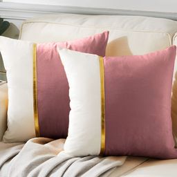 AEROHAVEN Rose Gold & White 2 Pieces Colourblocked Reversible Square Cushion Covers-picture-49
