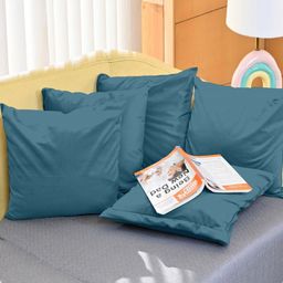 Divine Casa Blue Set of 5 Velvet Square Cushion Covers-picture-42