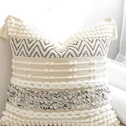 Textile and Beyond Off White 5 Pieces Cotton Square Cushion Covers image 1
