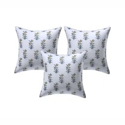 Texstylers Gold-Toned 3 Pieces Floral Square Cushion Covers-picture-16