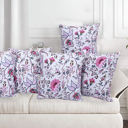 Texstylers Pink 5 Pieces Floral Square Cushion Covers-picture-26