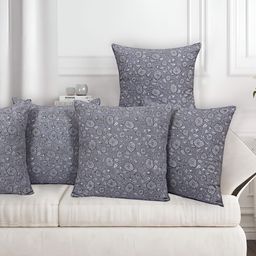 Texstylers Grey 5 Pieces Floral Square Cushion Covers-picture-44