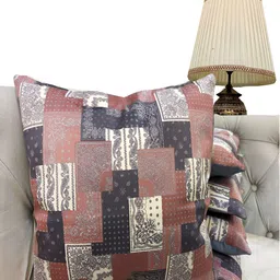 Good Vibes Pink & White 5 Pcs Printed Velvet Square Cushion Covers image 1