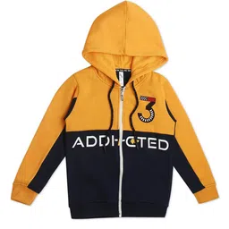 earth conscious Boys Typographic Printed Hooded Fleece Bomber Jacket-image-76