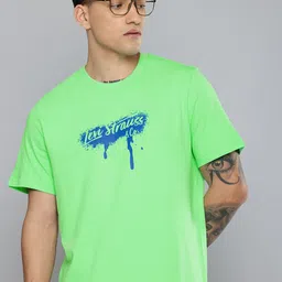 Levis Brand Logo Printed Oversized Drop-Shoulder Sleeves Pure Cotton T-shirt-image-70