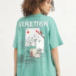United Colors of Benetton Women Typography Printed Pure Cotton T-shirt-image-96