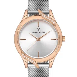 Daniel Klein Women Rose Gold-Toned Embellished Dial & Silver Toned Bracelet Style Straps Analogue Watch-image-59