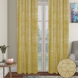 Cortina Green & Gold-Toned 2 Pieces Geometric Room Darkening Long Door Curtains-picture-14