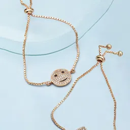 Zaveri Pearls Women Set Of 2 Rose Gold-Plated Brass Cubic Zirconia Charm Bracelet-picture-21