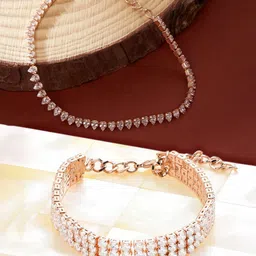 Zaveri Pearls Set of 2 Rose Gold-Plated White Brass Cubic Zirconia Wraparound Bracelet-picture-54