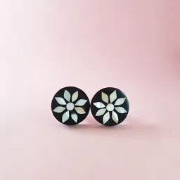 Folkstorys Black & Off-White 2 Pieces Embossed Textured Marble Conifer Drawer Knobs-picture-50