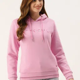 Monte Carlo Women Pink Solid Hooded Sweatshirt with Embroidered Details-image-81