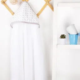 KICKS & CRAWL Kids White Solid 270 GSM Cotton Star & Shine Muslin Hooded Towel-image-37
