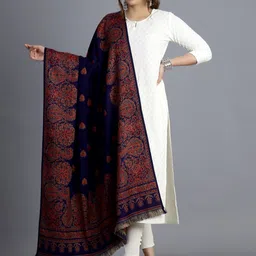 HANDICRAFT PALACE Women Blue Woven-Design Shawl-picture-40