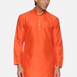 Sethukrishna Men Orange Handloom Kurta-picture-22