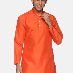 Sethukrishna Men Orange Handloom Kurta-picture-17